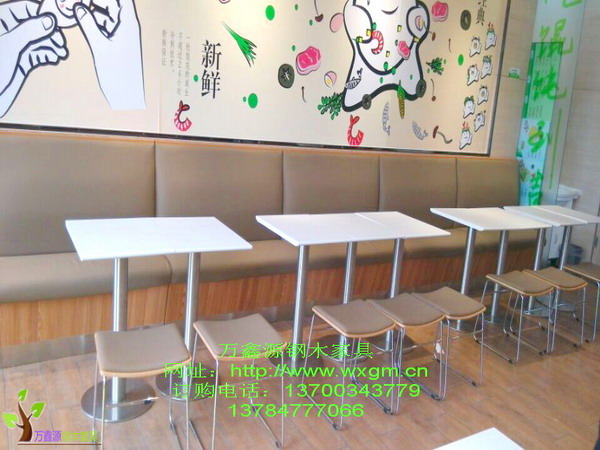 快餐桌椅-牆（qiáng）排卡桌015